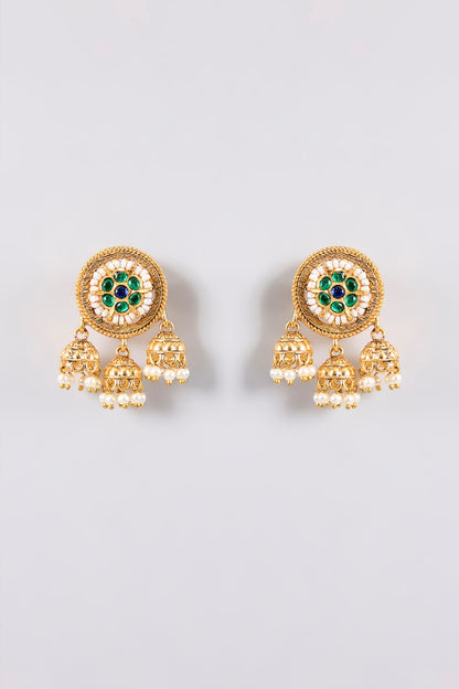 Gold Plated Pearl Dangler Earrings