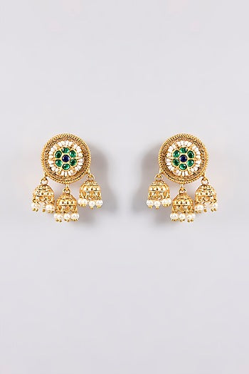 Gold Plated Pearl Dangler Earrings