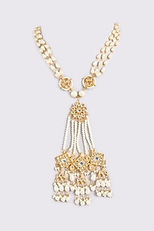 Gold Plated Pearl Long Pendant Necklace
