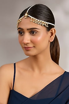 Gold Plated Kundan Polki & Pearl Mathapatti