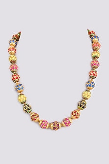 Gold Plated Multi-Colored Beaded Necklace