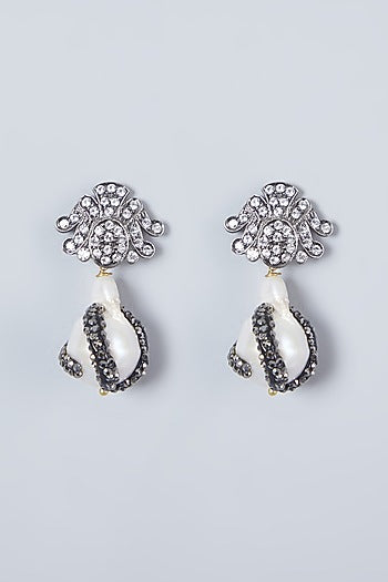 Black Rhodium Finish Zircon Earrings