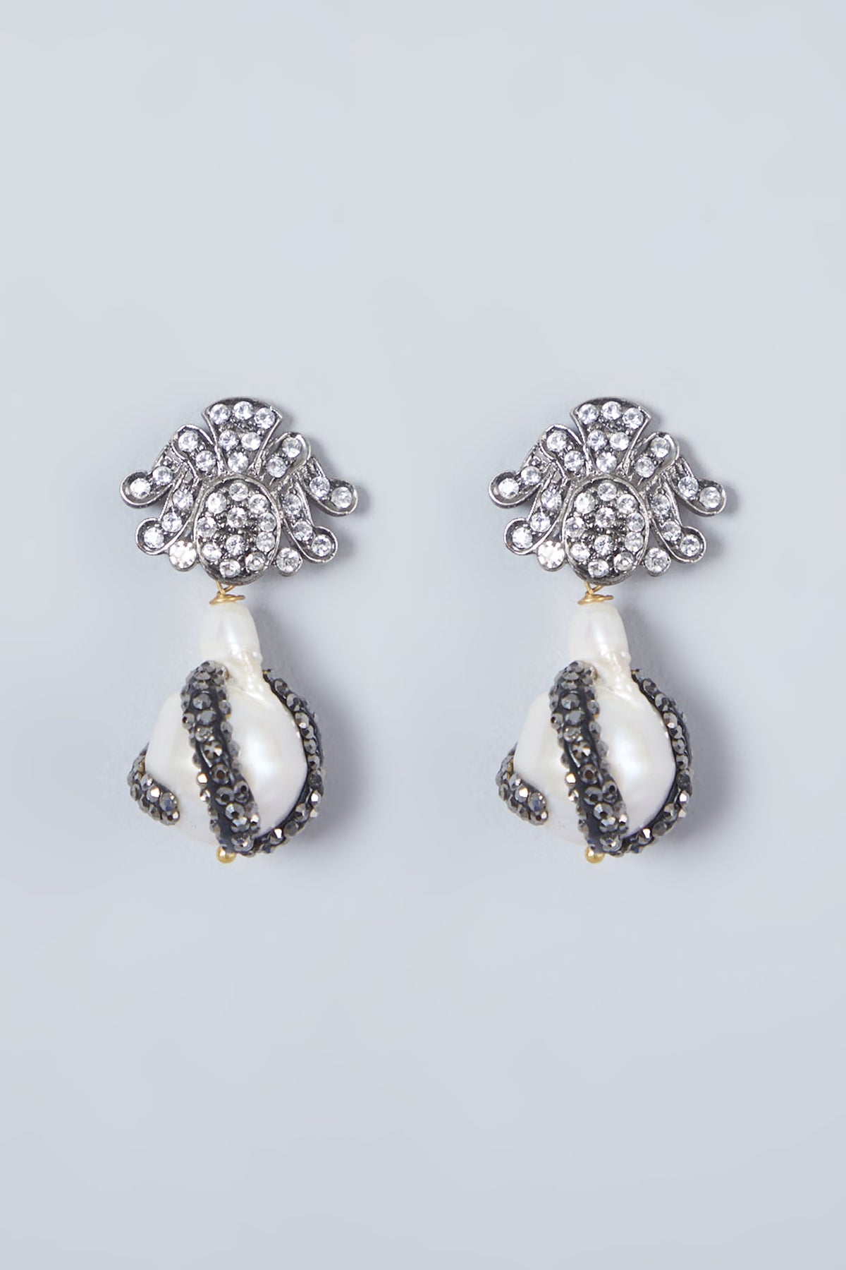 Black Rhodium Finish Zircon Earrings