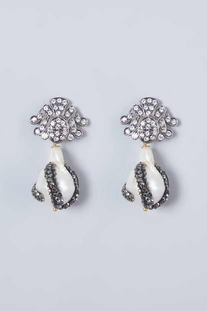 Black Rhodium Finish Zircon Earrings
