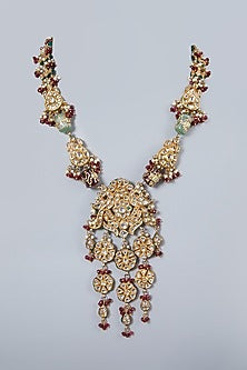 Gold Plated Kundan Polki Motifs Necklace Set