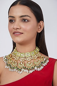 Gold Plated Kundan Polki Choker Necklace