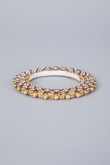 Gold Plated Red Meena Work Bangle