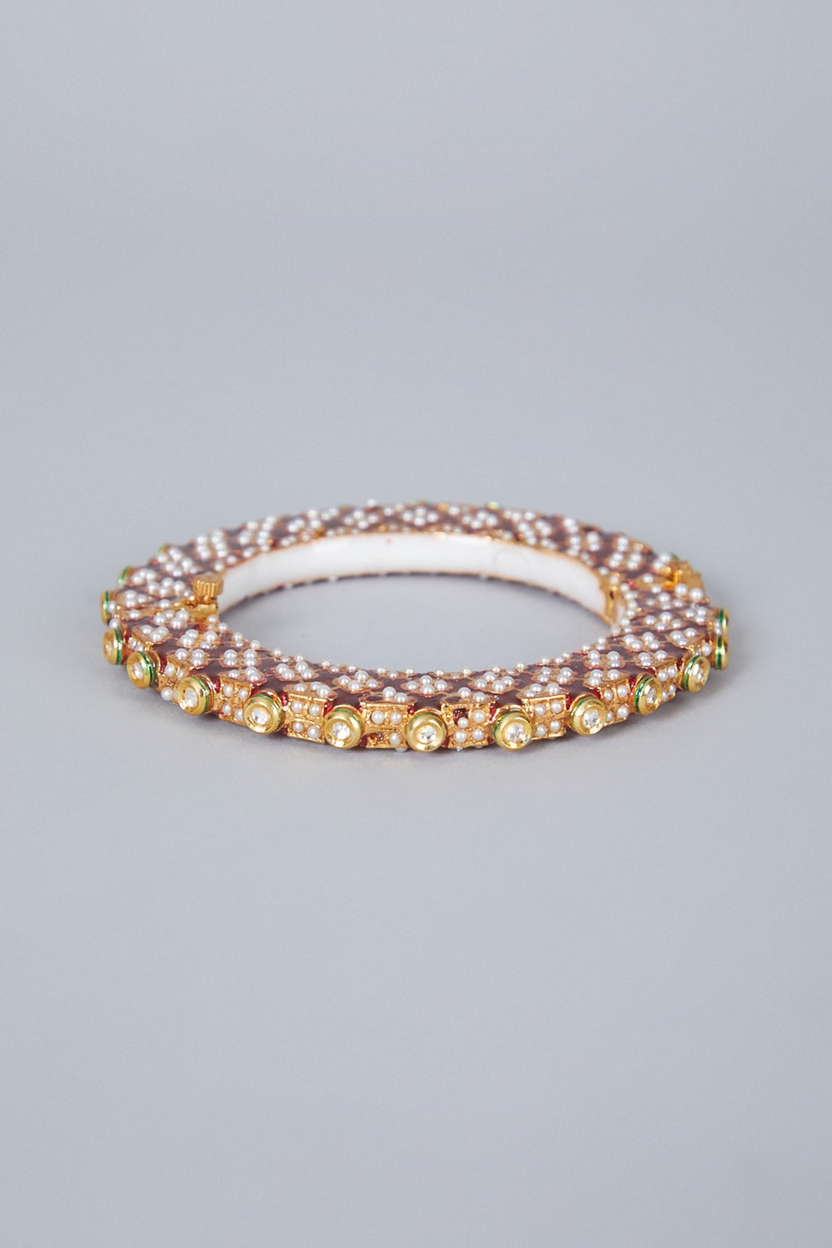Gold Plated Red Meena Work Bangle