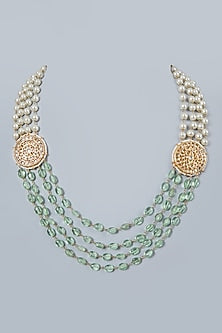 Gold Plated Aquamarine Beaded Necklace