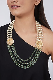 Gold Plated Aquamarine Beaded Necklace