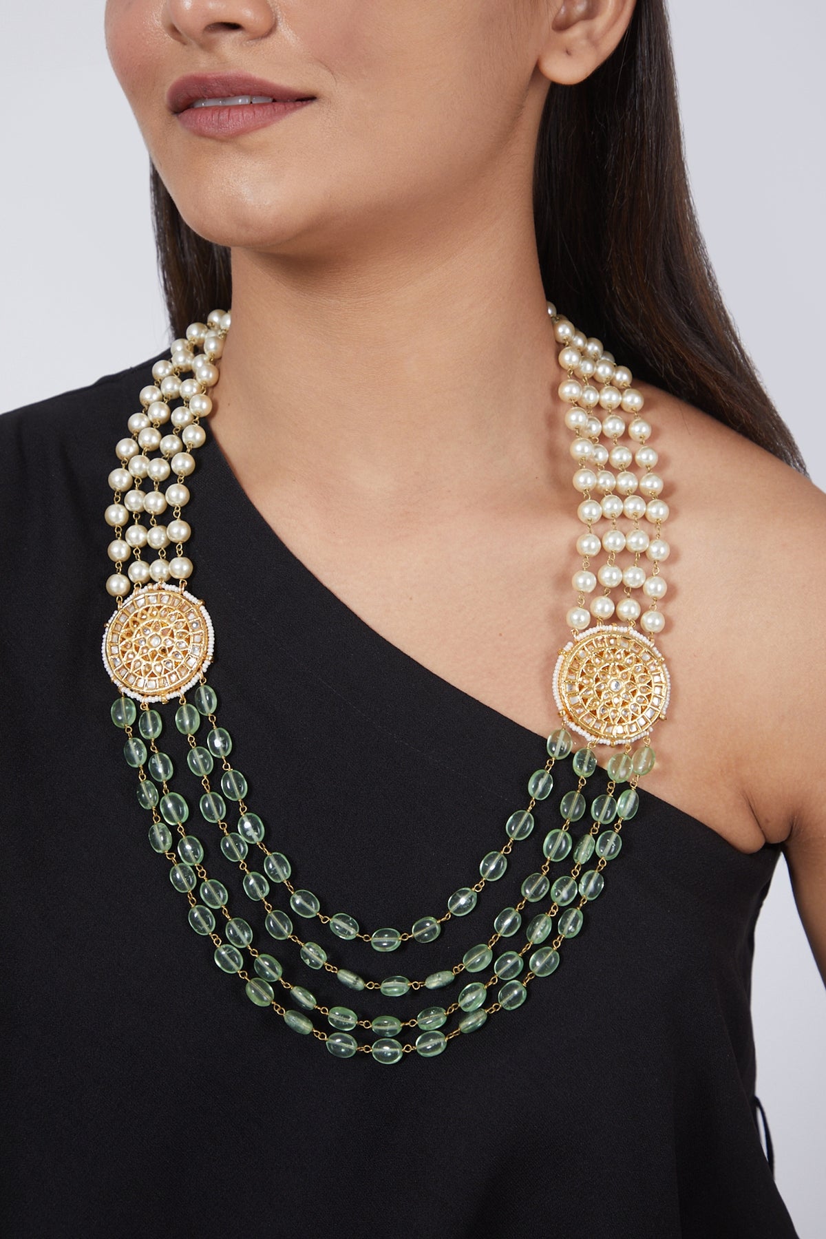 Gold Plated Aquamarine Beaded Necklace