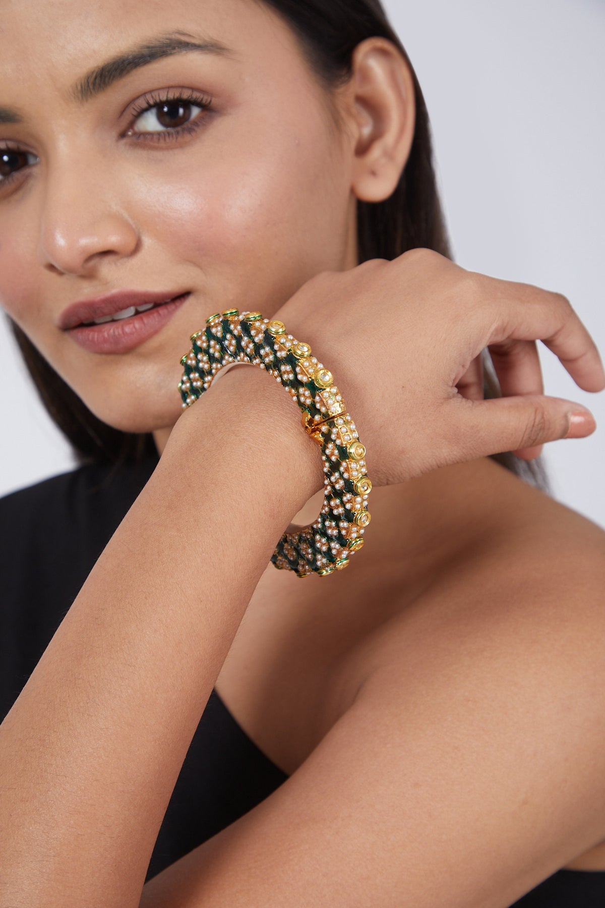 Gold Plated Pearl Bangle