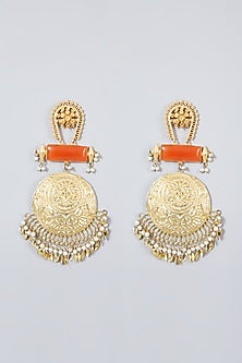 Gold Plated Kundan Polki & Pearl Chandbali Earrings