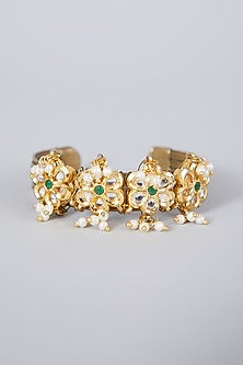 Gold Plated Kundan Polki Floral Bracelet