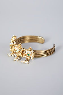 Gold Plated Kundan Polki Floral Bracelet