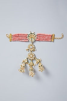 Gold Plated Kundan Polki Meenakari Hathphool