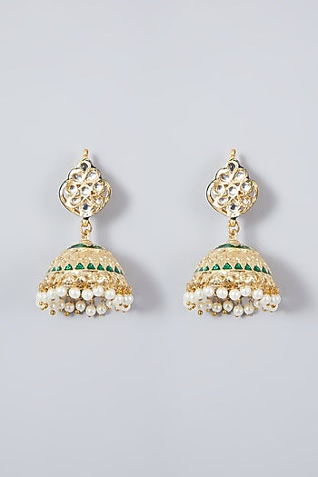 Gold Plated Meenakari Jhumka Earrings