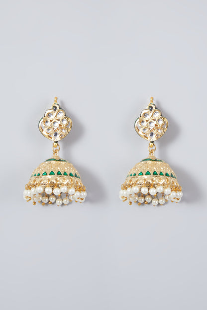 Gold Plated Meenakari Jhumka Earrings