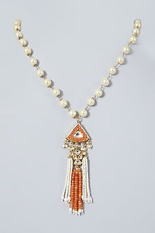 Gold Plated Pearl & Bead Long Necklace