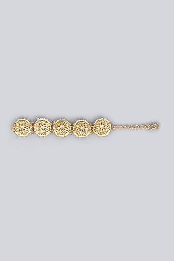 Gold Plated Kundan Polki Bracelet