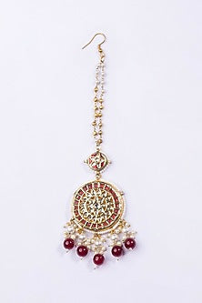 Gold Plated Kundan & Pearl Maangtikka