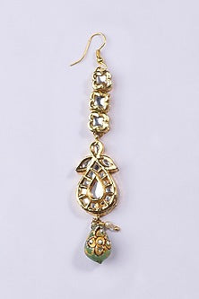 Gold Plated Kundan & Green Drop Maangtikka