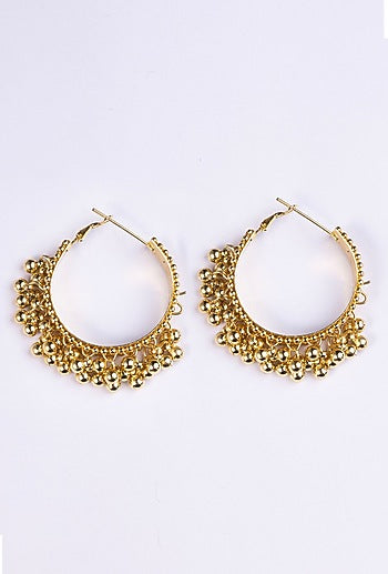 Gold Plated Ghungroo Hoop Earrings