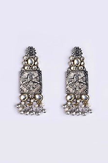 Oxidised Silver Finish Dangler Earrings