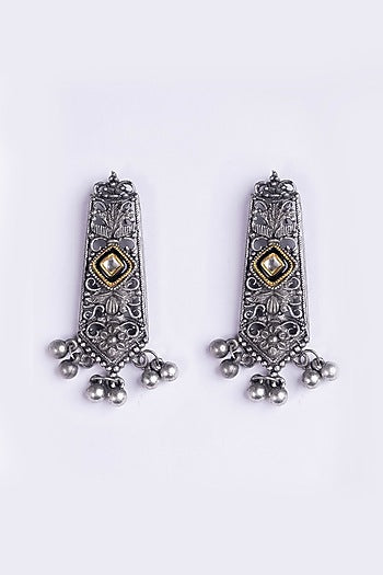 Oxidised Silver Finish Dangler Earrings