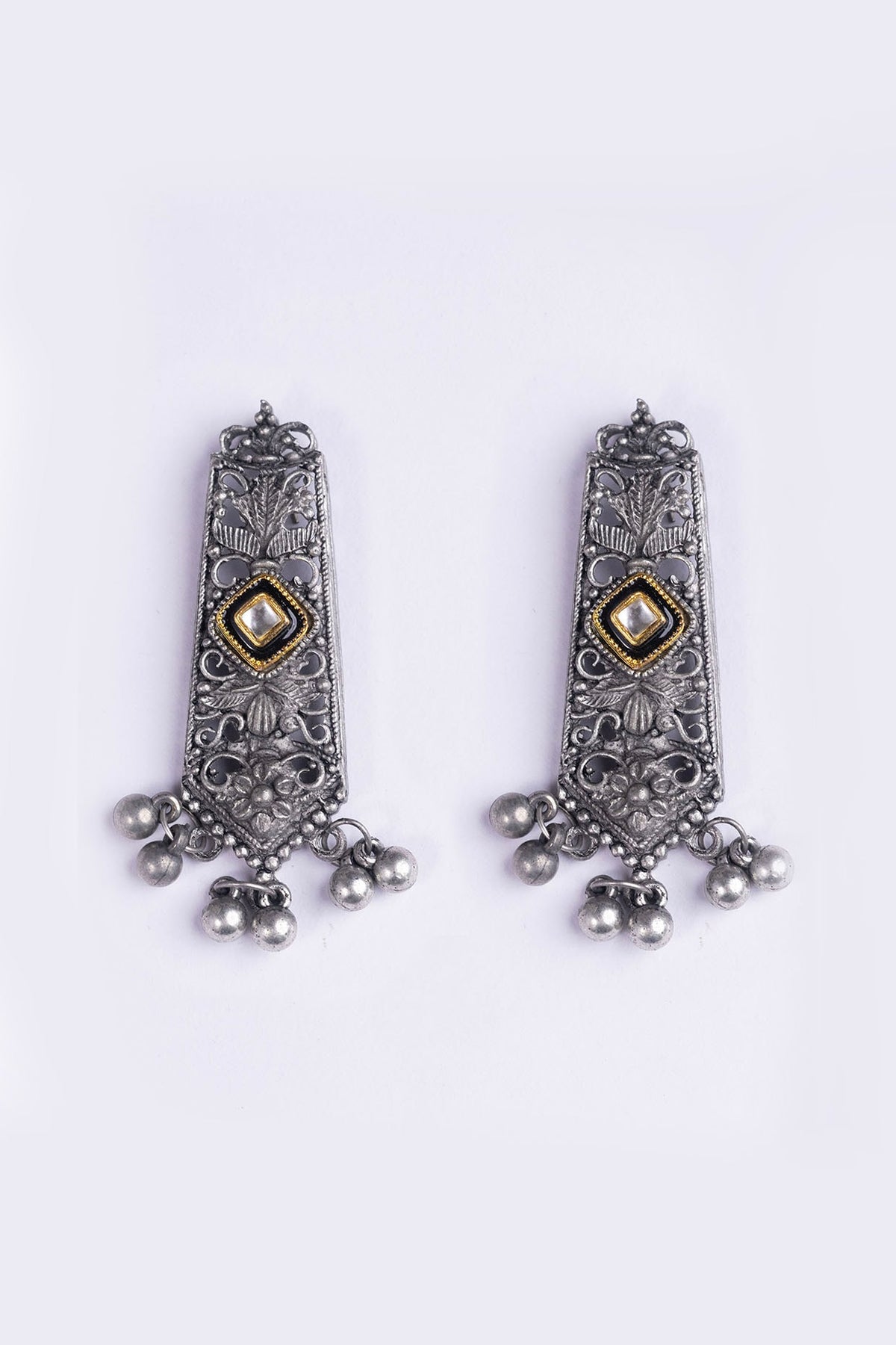 Oxidised Silver Finish Dangler Earrings