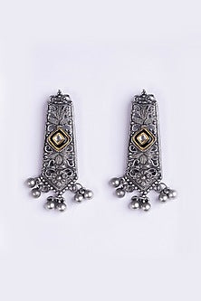 Oxidised Silver Finish Dangler Earrings