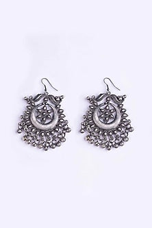 Oxidised Silver Finish Chandbali Earrings