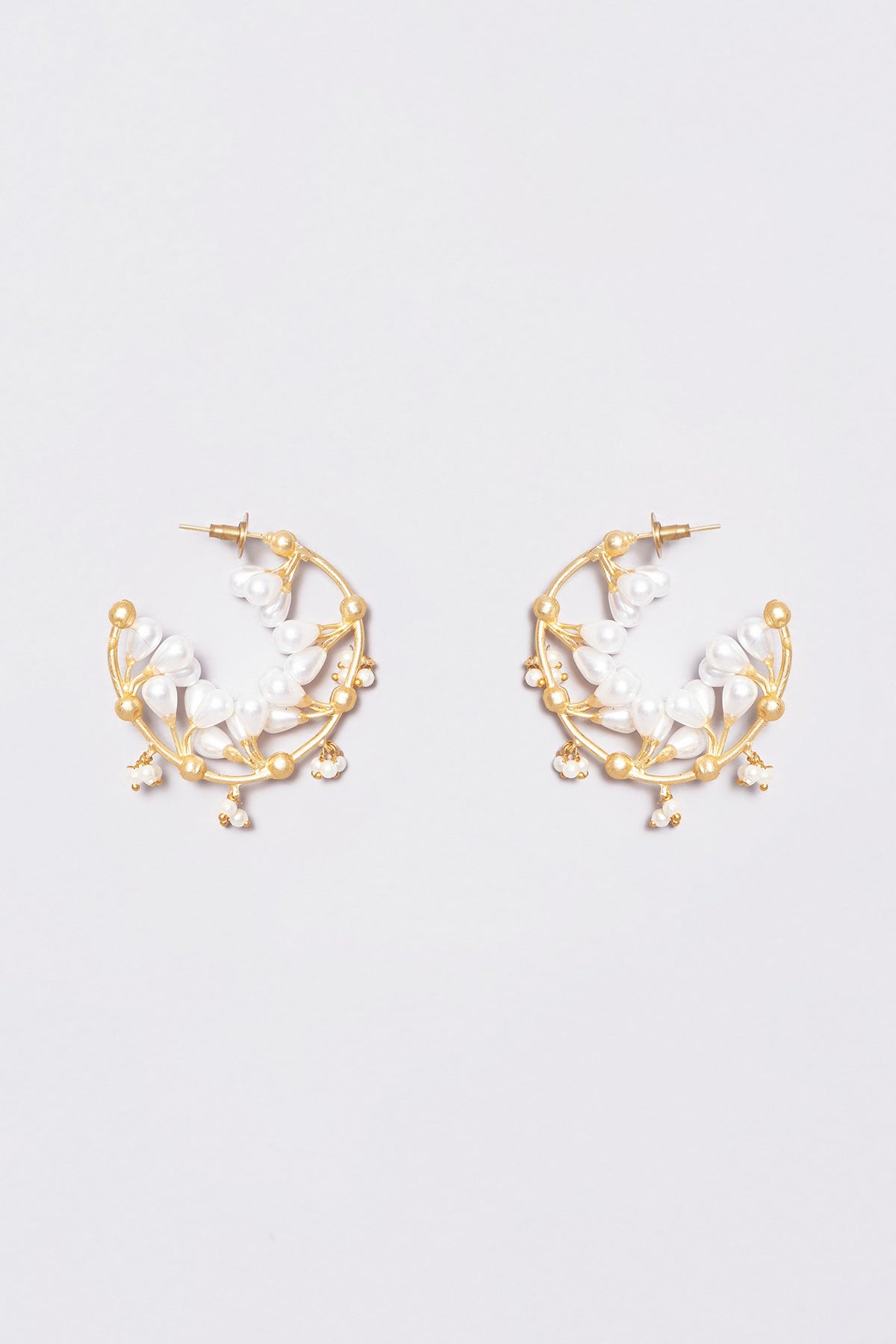 Gold Plated Pearl Hoop Earrings