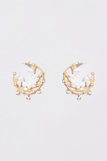 Gold Plated Pearl Hoop Earrings