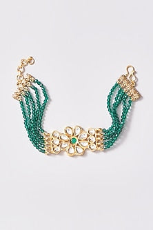 Gold Plated Kundan & Beaded Bracelet