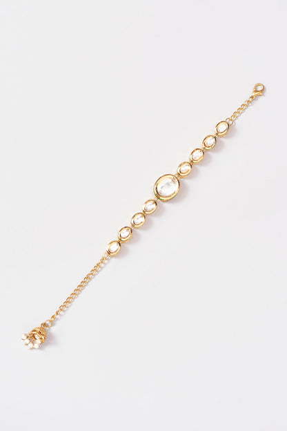 Gold Plated Kundan Polki Bracelet