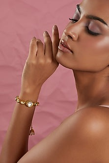 Gold Plated Kundan Polki Bracelet