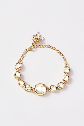 Gold Plated Kundan Polki Bracelet