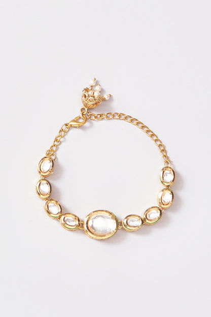 Gold Plated Kundan Polki Bracelet