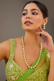 Gold Plated Kundan Polki Long Necklace Set