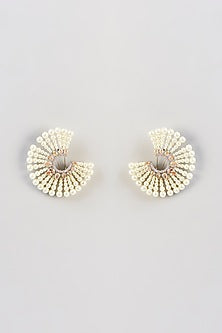 Gold Plated Pearl & Stone Stud Earrings