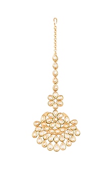 Antique Gold Plated Long Floral Maang Tikka