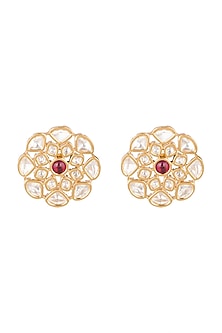 Gold Plated Polki Stud Earrings