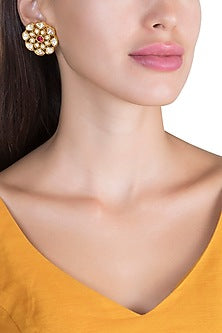 Gold Plated Polki Stud Earrings