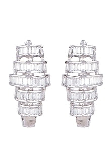 White Finish Diamond Earrings