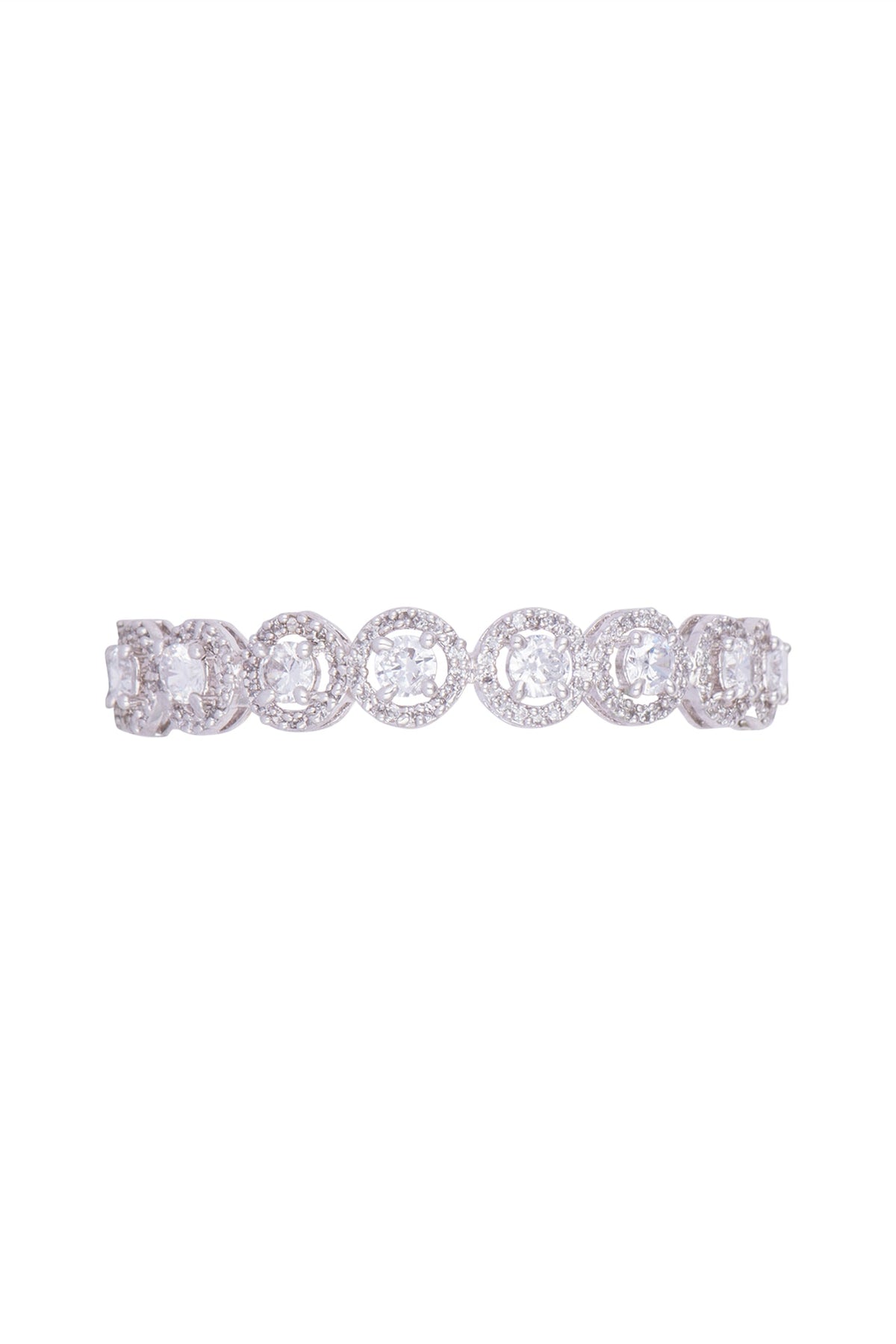 White Finish Faux Solitaire Bangles
