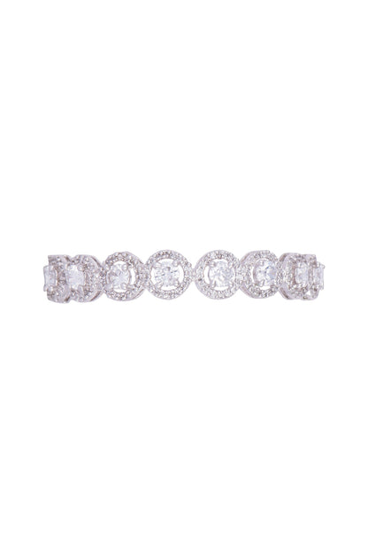 White Finish Faux Solitaire Bangles