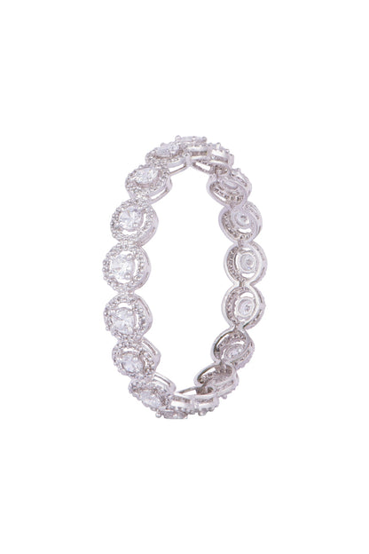 White Finish Faux Solitaire Bangles