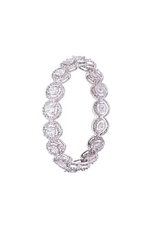 White Finish Faux Solitaire Bangles
