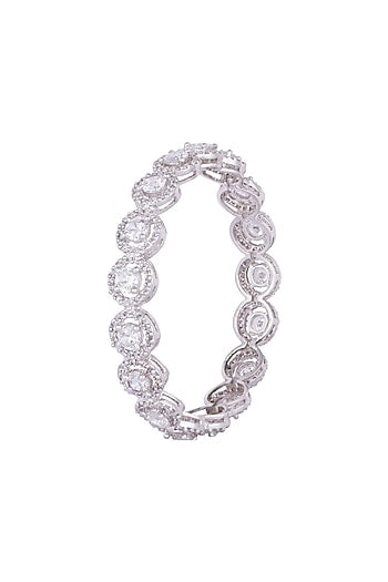 White Finish Faux Solitaire Bangles